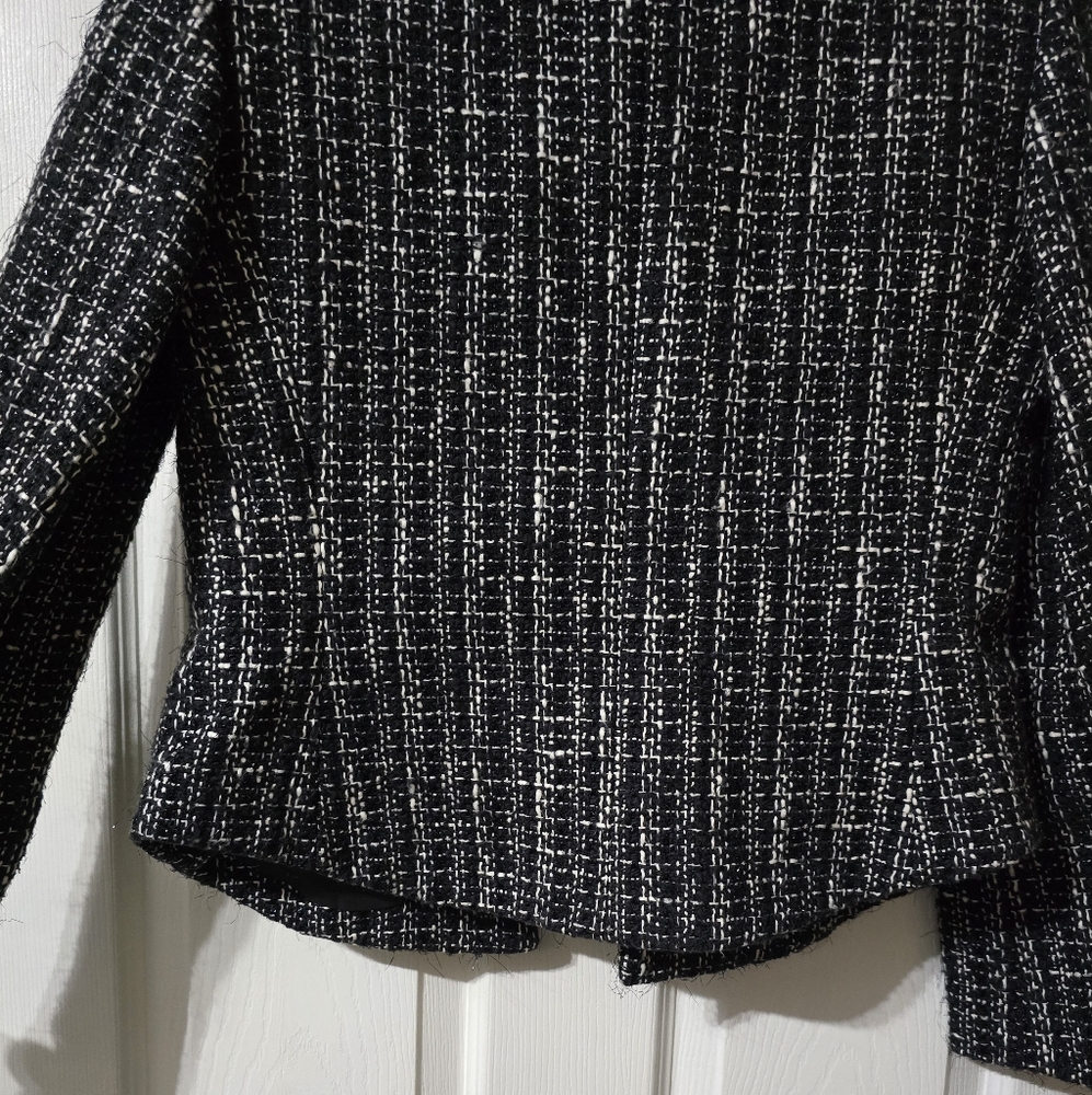 NWT Nicola Made in Italy Black & White Tweed Blazer/Jacket w/ Metallic Threading - Picture 9 of 16